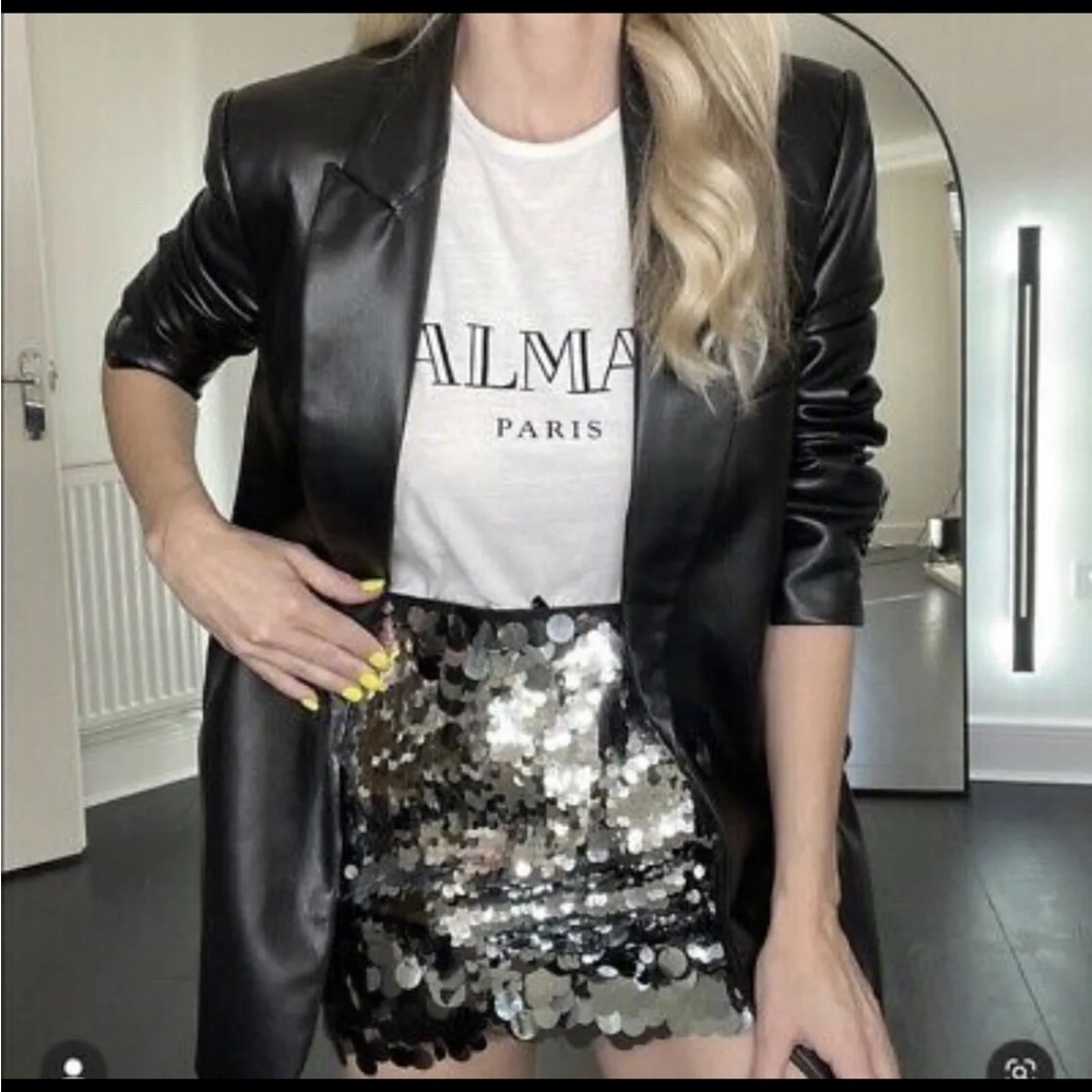Zara Black and Silver Sequin Mini Skirt - Picture 4 of 5